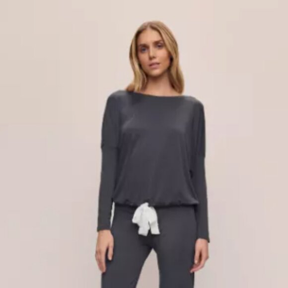 Eberjey Gisele Heather Grey Slouchy TOP ONLY Tencel Modal Charcoal Small SOFT - Picture 1 of 10